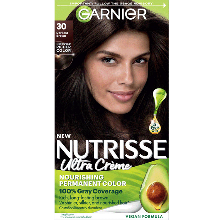 Darkest Brown Hair Color Nutrisse Ultra creme Nourishing permanent color Gray Coverage - Garnier